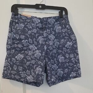 Jachs Blue and White Cargo Shorts with Floral Design